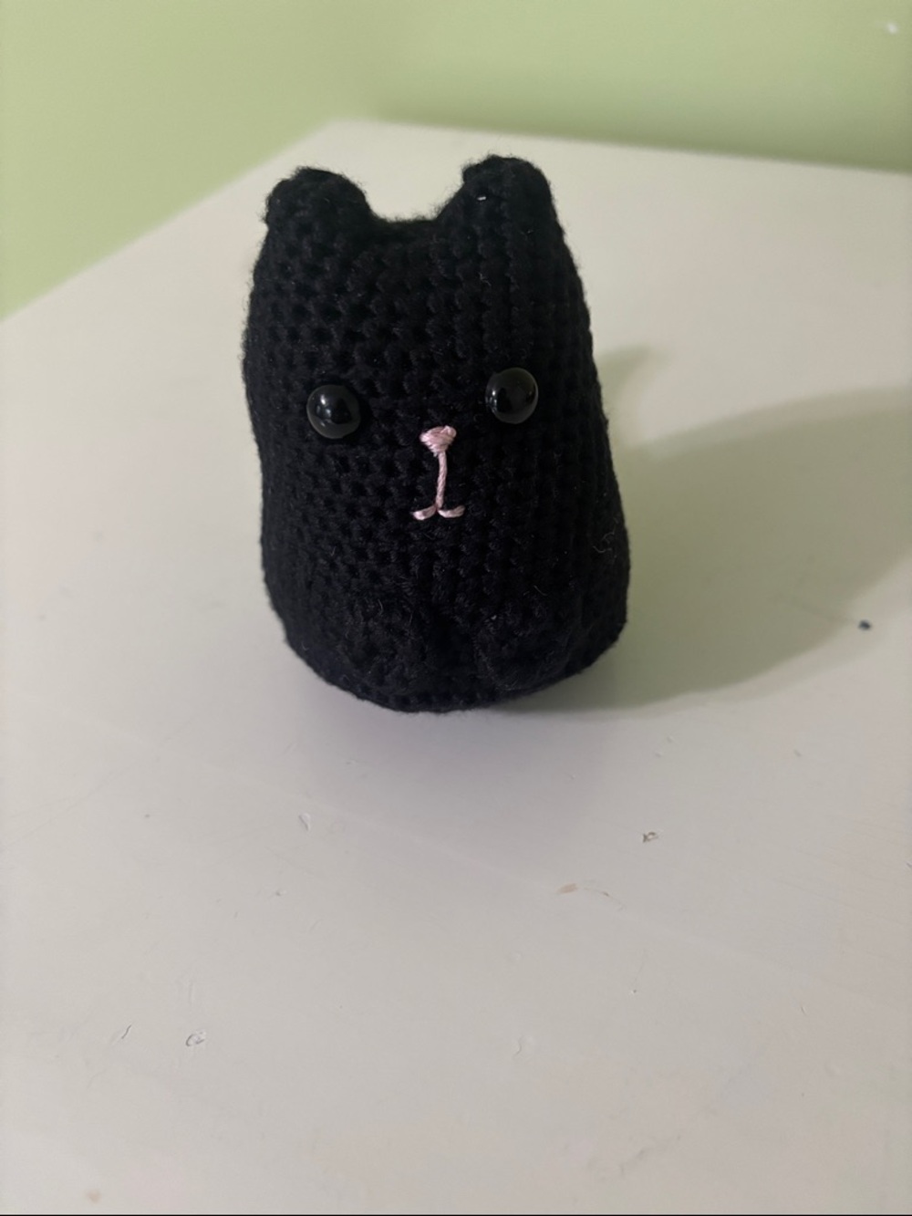 Handmade Black Crochet Dumpling Cat Amigurumi